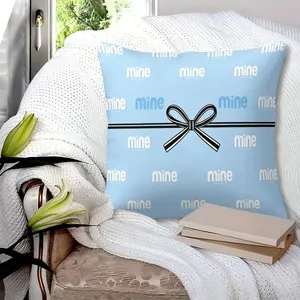 "Mine" Bow Print Throw Pillow (1 Piece, 17.71"×17.71"), Cute Coquette Aesthetic Decorative Pillow, Soft Plush Cushion for Sofa & Bedroom, Ideal Gift for Teens & Girls (Multiple Colors Available, Pillow Core Included)