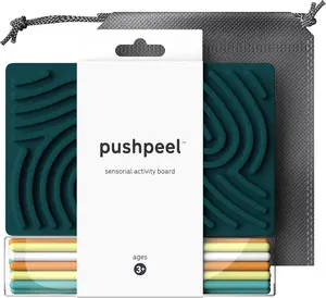 Pushpeel Sensory Activity Board: Silicone Fidget Toy for Calming, Stress, Anxiety, ADHD & Autism | Silent, No Mess | Kids 3+ & Adults | Includes Portable Travel Bag & 11 Strings