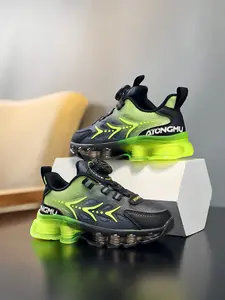Spring Fall Casual Athletic Sports Shoes, Adjustable Rotating Buckle, Classic Colorblock, School Student Sneakers, Textile Upper, Trainer, Breathable Casual Shoes
