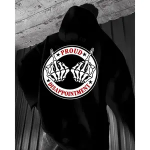 Proud Disappointment Hoodie – Sarcastic Skeleton Middle Finger Graphic T Shirt for Men – Savage Dark Humor Attitude Sweatshirt