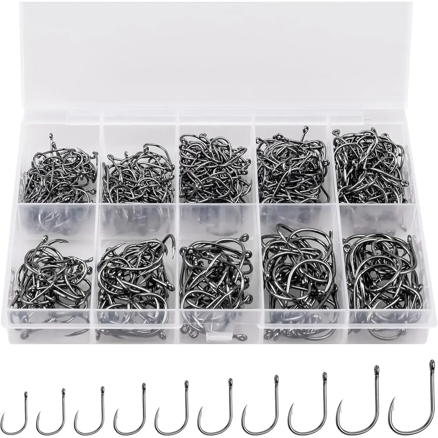 500PCS/100PCS Premium Fishing Hooks, 10 Sizes/4 Sizes Carbon Steel Fishing  Hooks W/Portable Plastic Box, Strong Sharp Fish Hook with Barbs for  Freshwater/Seawater - TikTok Shop