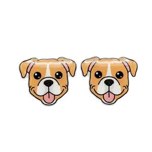 Boxer Fawn White Stud Earrings