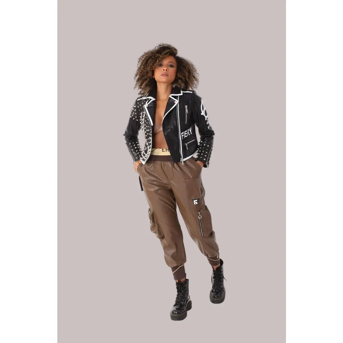 Studded Leather Jacket -81852