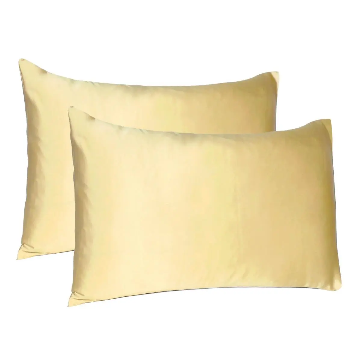 212 MAIN Standard Size Silk Satin Pillowcases, 20 x 26 in., Pale Yellow, Smooth Finish, Dreamy Soft Texture, Contemporary Look