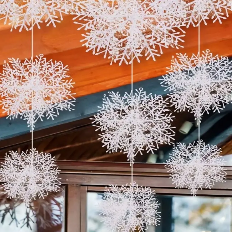15 Plastic Christmas Snowflake Decorations, Perfect Home Decoration, Featherless, Ideal for Holiday Celebrations