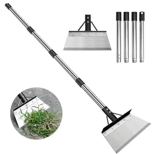 Multifunctional Garden Cleaning Shovel, Heavy Duty Steel Flat Shovel with 59" Adjustable Handle, Snow Ice Scraper, Outdoor Spade Tool for Weeding, Lawn Edging, Digging, Ice Removal