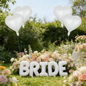 9-piece heart-shaped and bridal balloon set, suitable for birthdays, weddings, wedding anniversaries, bridal gift events, bridal parties, and photo props, is the perfect party balloon set, Party Balloons Decorations