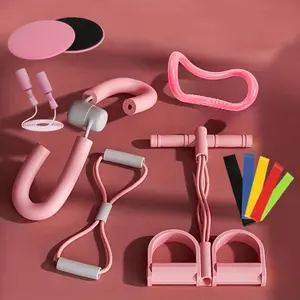 Yoga Fitness Equipment Set, 11pcs/set Yoga Resistance Band & Slider & Jump Rope & Leg Trainer & More, Fitness Equipment for Home Gym Workout