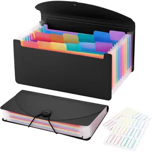 13 Pocket A6 Receipt Organizer 2 Pack Small Accordion File Organizer Coupon Organizer with Labels Black
