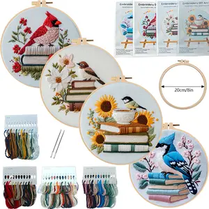 Christmas Winter Bird Embroidery Kit for Beginner Sewing, DIY Stitching Supplies Set with English Stitch Guide, Synthetic Threads, Bird Motifs, Holiday Decor Handmade Needlework Craft Project, Sewing For Beginner, Sewing Supplies