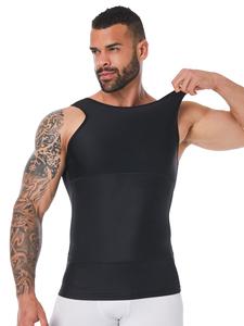 men's 1 piece plain compression tank top, high stretch seamless shapewear top, tummy control shaper for men, running vest, casual comfy men's shapewear for all seasons, men's compression shapewear, activewear,  men's underwear