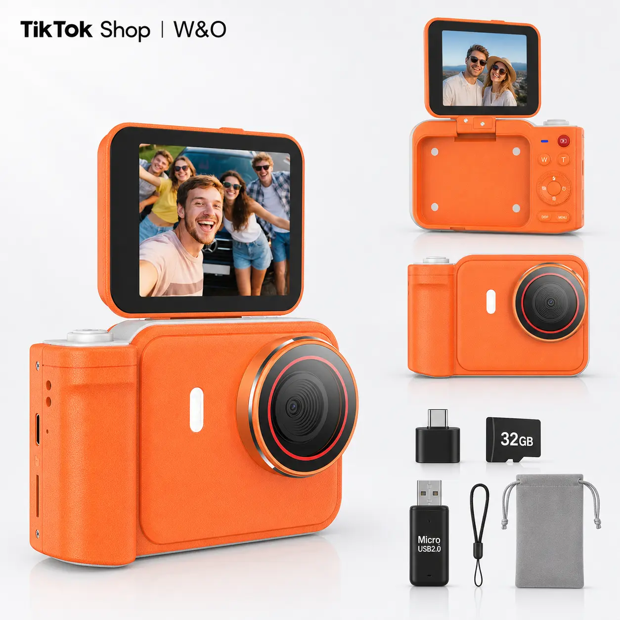 2026 Digital Camera for Photography,  Vlogging Camera with 180° Flip Screen, Fill Light, 16X Digital Zoom and 32GB Card, Easy Point and Shoot Camera for Students and Young Women, Back to School Gift Idea