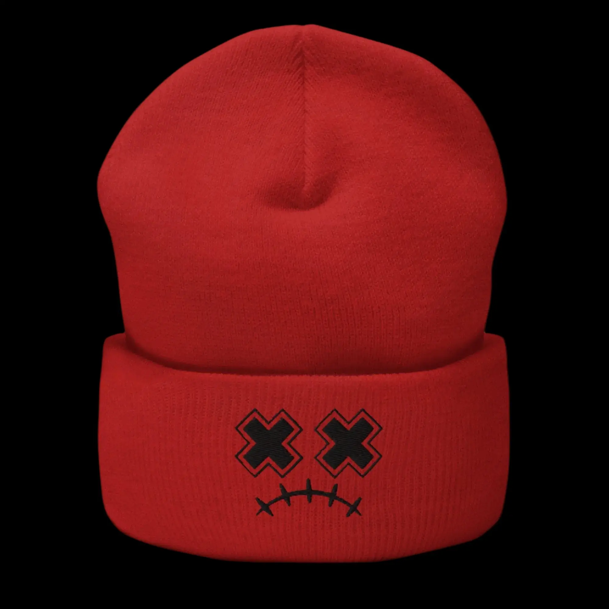 X Stitch Cuffed Beanie (Black)