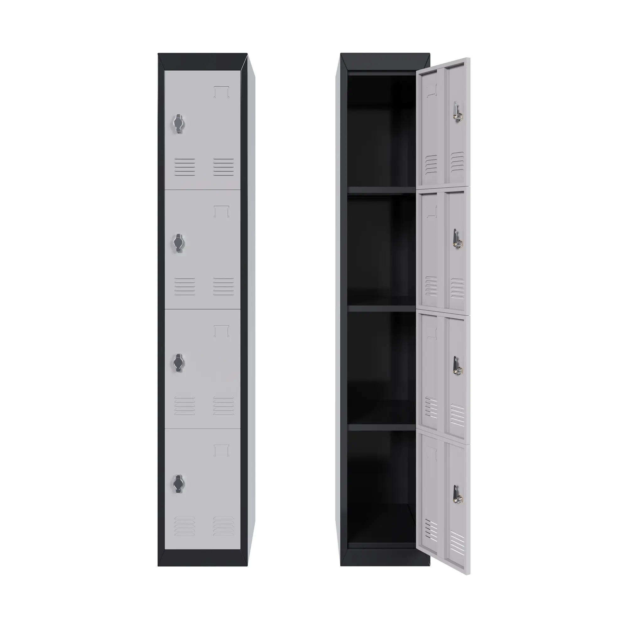 Garvee Upgraded Tall Metal Storage Locker Cabinet, 4 Lockable Doors, Adjustable Shelves, Heavy Duty Rust-Resistant Steel, Secure Organizer, Grey and Black Finish, for Home, Office, School, Gym, Garage