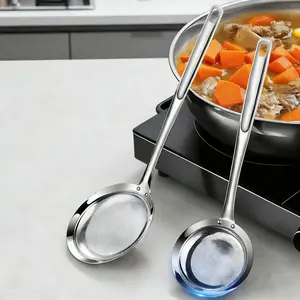 Shiny Stainless Steel Strainer, Kitchen Fine Mesh Filter, Food Debris Dense Hole Oil Sieve Spoon, Smooth Edges & Corners, Durable Kitchen Filter