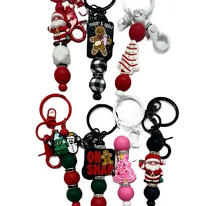Beaded Focal Details Keychain - Christmas, Mom, Mental Health, Dogs, Sarcastic, Naughty, Positive, Teacher, Nurse