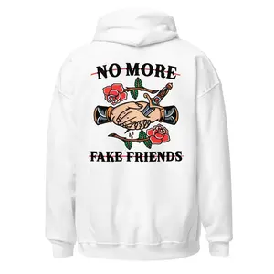 No More Fake Friends Hoodie, Traditional Tattoo Tee, Tattoo Apparel Streetwear Design, Old School Tattoo Essential Graphic Tee, Edgy Quote Meme Gift