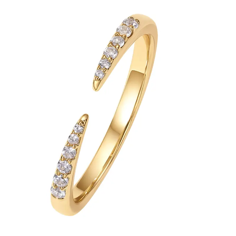 PAVOI 18K Gold Plated Open Eternity Ring - Cubic Zirconia Stacking Bands for Women - Dainty Stackable Rings for Women PAVOI 18K Gold Plated Open Eternity Ring - Cubic Zirconia Stacking Bands for Women - Dainty Stackable Rings for Women