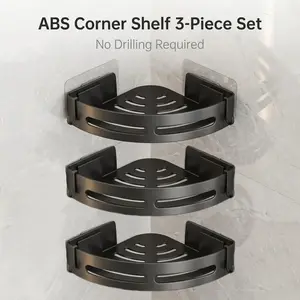 3-Pack ABS Bathroom Organizer - Heavy Duty, Waterproof, Space Saving,No-Drill Installation,Heavy-Duty Load Bearing,Premrum ABS Material,Smart Corner Design,3-Piece Value Set