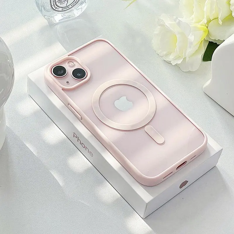 Skin-feel magnetic transparent phone cases,  for iPhone 17Pro Max,16 15 14 13 12 Pro Max Plus phone case MagSafe protective case (anti-fall) (supports wireless charging) Magnetic Compatible with Magsafe, Thin Slim Transparent Non Yellowing