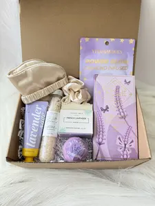 Lavender Self Care Gift Box, Cozy Blanket, Chocolate, Candle, Spa Set