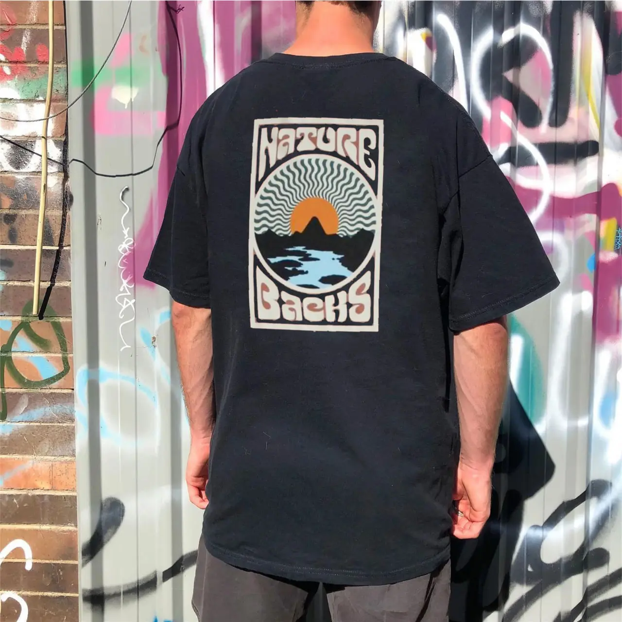 Men Vintage Casual Nature Backs Print T-shirt , T-Shirt For Unisex