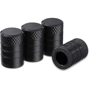 CKAuto Tire Valve Stem Caps, Black, 4 pcs/Pack, Anodized Aluminum Tire Valve Cap Set, Corrosion Resistant, Universal Stem Covers for Cars Trucks Motorcycles SUVs and Bikes
