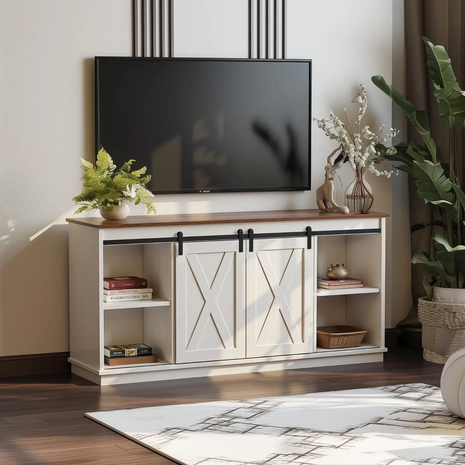 Gianna TV Stand for 65 Inch Televisions with Sliding Barn Doors and Storage