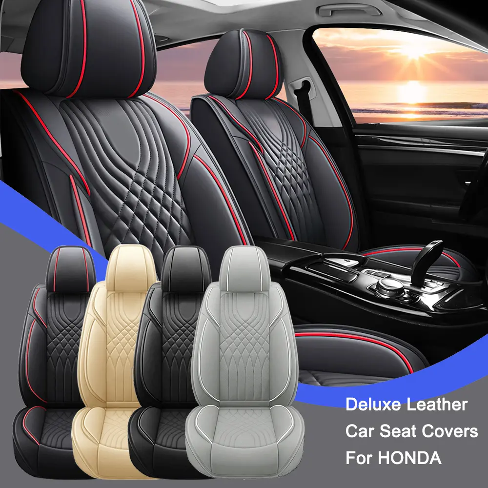 For Honda CR-V CRV Car Seat Covers, Full Set Universal Seat Covers for Cars, Deluxe Leather Waterproof 40/60 Split Front and Rear Bench Seat, Auto Accessories Fits Most Vehicles SUV Small Pick-up Truck