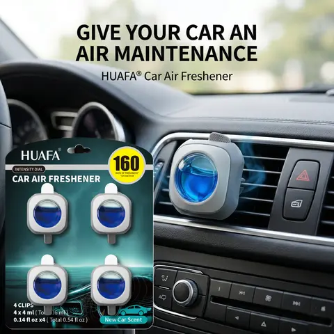 HUAFA Scented Car Accessories，Car Air Freshener, Odor-Fighting Automotive Vent Clip, Long Lasting Strong Odors, Unique Stocking Stuffer, Unstopables Fresh Scent, 0.14 fl oz, 4 Count, Essential Oil Car Freshener for wowen and man