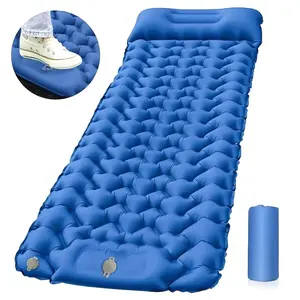 Portable Sleeping Pad, Camping Inflatable Mattress with Pillows, Folding Ultralight Air Cushion for Outdoor Hiking Trekking