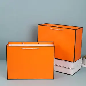 Orange Gift Bag, 2 Counts/set Gift Wrapping Bag with Handle, Gift Packaging Supplies for Birthday Party Wedding Graduation, Party Favor Packs