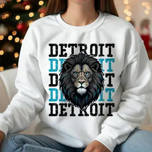 Detroit Lion Sweatshirt, Bold Lion Detroit Football Sweatshirt, Game Day Crewneck for Fans, Lions Mascot Sweatshirt, Unisex Detroit Fan Sweatshirt