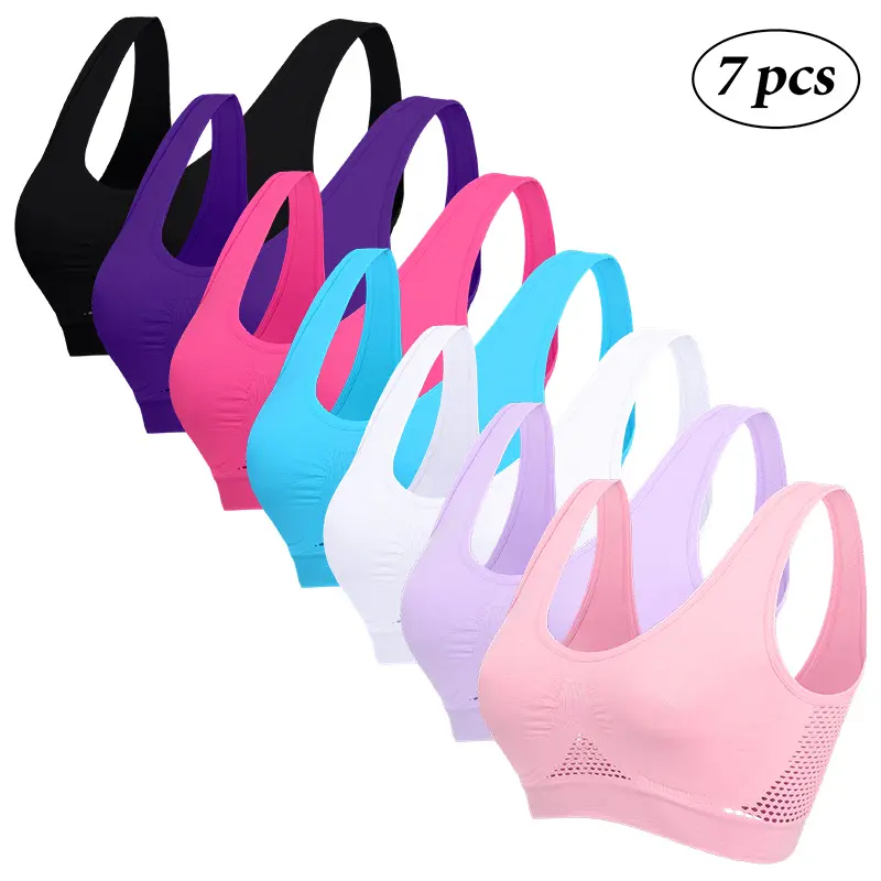Women's High-Full-Coverage Hollow-Out Sports Bras-No Padding, High-Elasticity Gym, Yoga & Running Shirts, Breathable Solid Color Activewear for Fitness Training & Daily Wear (Hand Washable) Workout Bra Gym Clothes Workout