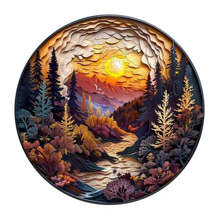Summerwins 3D Sunset Forest Wooden Puzzle - Cuboid Mind Game for 4-6 Years Beginner Kids, Non-Video Toy for Development & Relaxation (Toys & Hobbies, Games & Puzzles), Mind Games, Puzzle-Shaped 3-D Puzzles