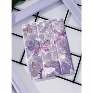 1pc 2D Purple Glitter Butterfly Pattern Tablet Protective Case/Cover, Christmas Decoration Compatible with iPad 10. 2 Inch, iPad Pro 11 2021/2020/10th Generation, iPad Mini 6, iPad 5th Gen(9. 7 Inch), iPad Air 5th Gen 2022, And Compatible with