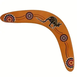 Beginner-Friendly Wooden Boomerang with Wind Direction Indicator - Light Brown Ergonomic Grip for Easy Catch, Outdoor Sports and Beach Games, Throwing Game, Decorative Pattern, Smooth Surface