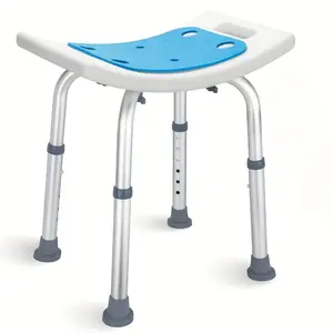 Adjustable Shower Stool, Aluminum With Non-slip Feet For Seniors And Disabled People, Bathroom Bench, 350 Lbs Weight Load-bearing Capacity