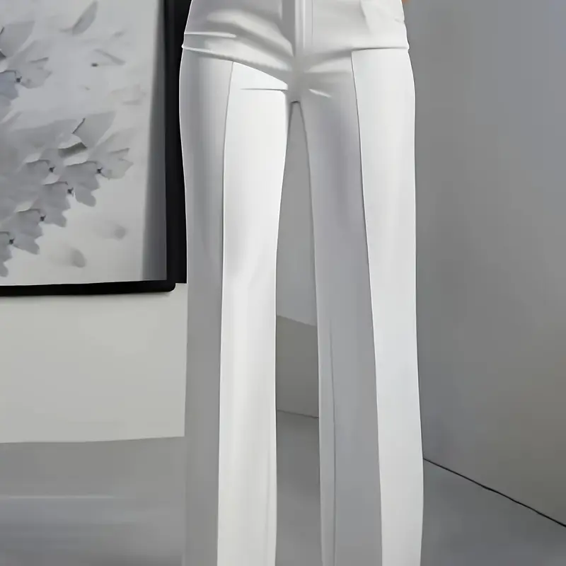 Women's High-Waisted Straight Leg Suit Pants, Business Formal Pants, Slim-Fitting Solid Color Trousers, All-Season Fashionable Business Wear, Minimalist Womenswear, Business Dress Pants, Corporate Attire