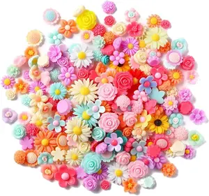 X Hot Popcorn Flatback Resin Flower Charms Random Slime Charms Flatback Cabochons Daisy Embellishment for Diy Scrapbooking Hair Clip Phone Case Decor