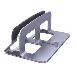 Vertical Laptop Stand,  Metal Laptop Riser for Desk Compatible with MacBook Air/Pro, Adjustable Computer Laptop Holder Vertical for Office Home, Fits Mac Mini Tablets Macbook HP Up to 17 Inch, Silver