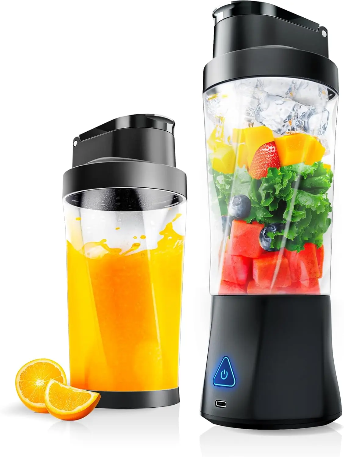 Portable Blender, USB Rechargeable & Cordless! 24oz Personal Blender for Shakes & Smoothies - BPA Free, Leak Proof, Self Cleaning - Mini Juicer for Travel, Gym, Office & Outdoor, 6 Sharp Blades, Black