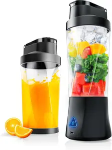 Portable Blender, USB Rechargeable & Cordless! 24oz Personal Blender for Shakes & Smoothies - BPA Free, Leak Proof, Self Cleaning - Mini Juicer for Travel, Gym, Office & Outdoor, 6 Sharp Blades, Black