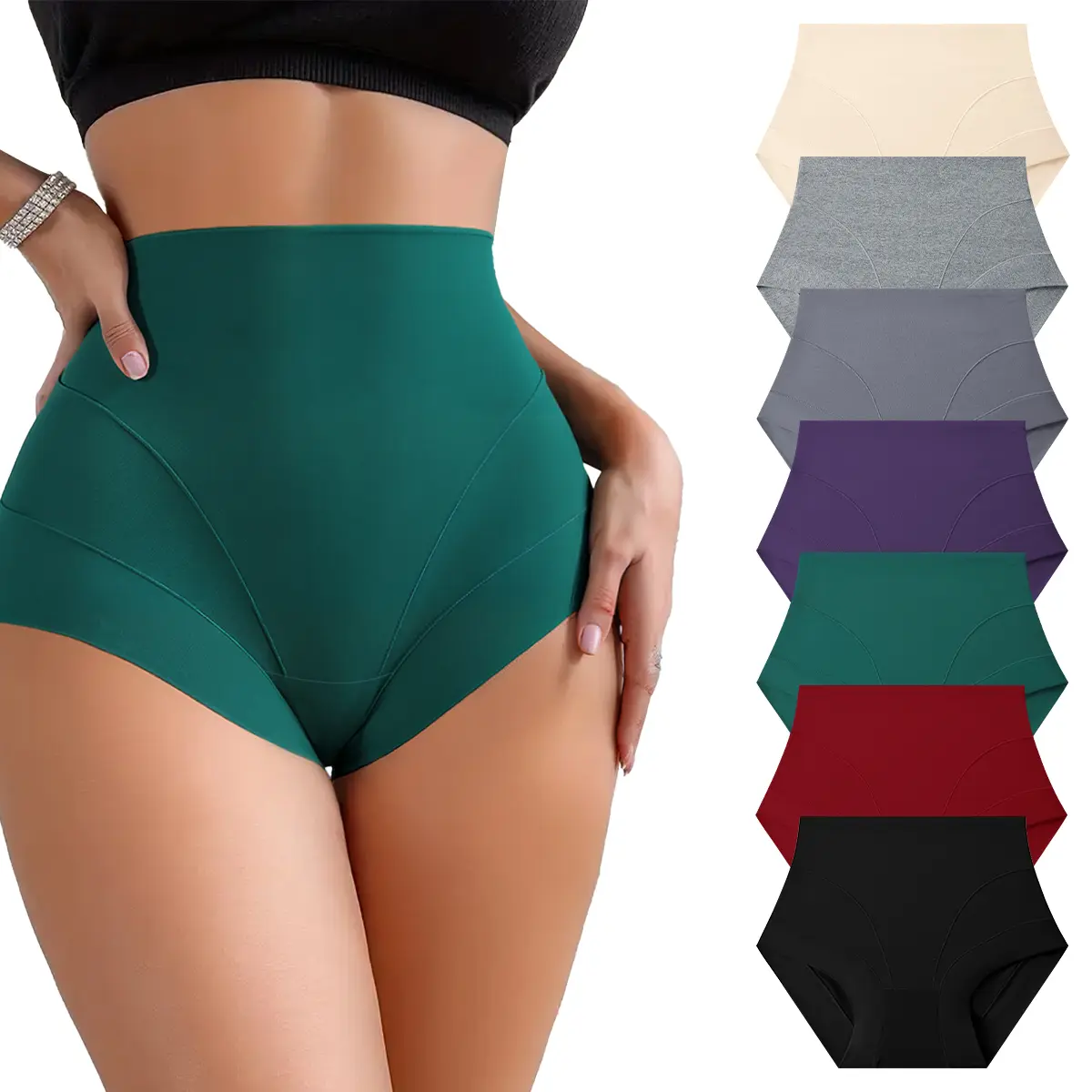 Hotcom Plus Size Women's High Waist Tummy Control Fitted Panties - Full Coverage, Soft Breathable, No Show Lingerie, Fashion Comfy Underwear, Minimalist Seamless Style Set (7/14 Pack, S-4XL) - Everyday Use summerwins,summerwins