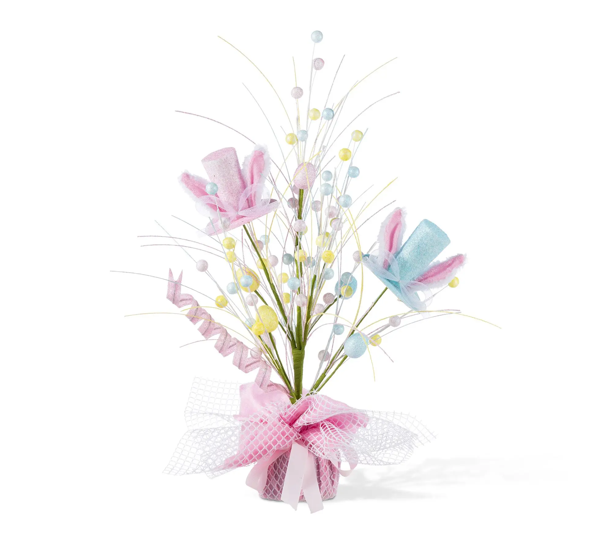 Glitzhome 21"H Easter Glitter Egg & Top Hat Table Tree Glitzhome 21"H Easter Glitter Egg & Top Hat Table Tree