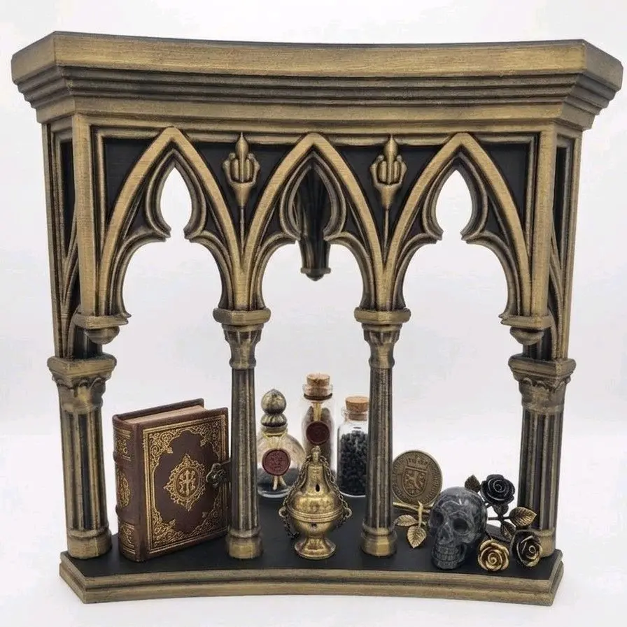 Massive Gothic Cathedral Corner Shelf