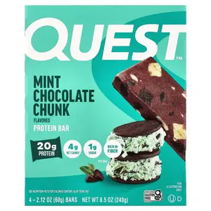 Quest Nutrition Protein Bar, Mint Chocolate Chunk, 4 Bars, 2.12 oz (60 g) Each