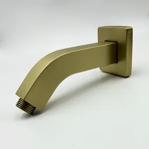 Square Shower Arm with Flange, 1/2 NPT Tapered Threads, Rain Shower Head Arm, Wall Mount Shower Extension Arm