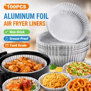 100pcs Air Fryer Disposable Liners - Non-Stick Aluminum Foil Bakeware Utensils, Oil-Proof, Water-Proof for Baking, Grilling
