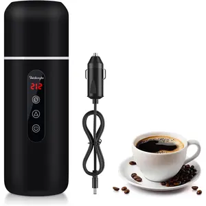 Kettle,Portable Electric Travel Kettle,12V/24V  Coffee Warmer,420ML Hot Water Boiler,Small Hot Water Heater, Mini Hot Water Boiler with Built-in  Induction Stirring for  Coffee Milk